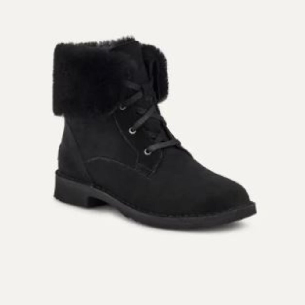 UGG Weylyn Genuine Shearling Suede Boot, Black, US 8, Used